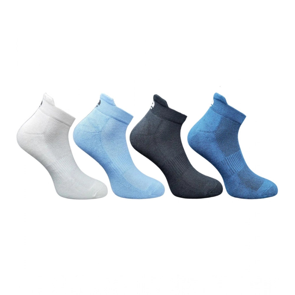 4_Pair Set Unisex Casual Bamboo Cotton Printed Ankle Length Socks (Multicolor)