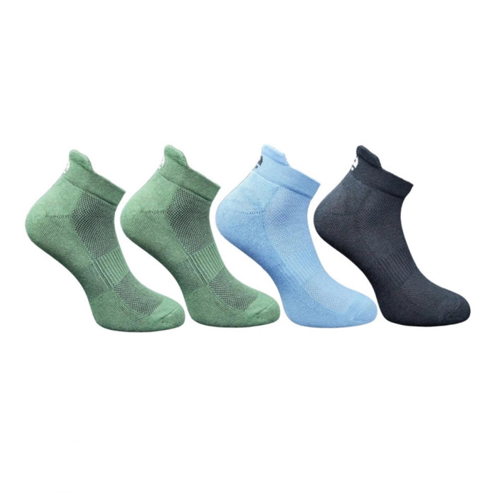 4_Pair Set Unisex Casual Bamboo Cotton Printed Ankle Length Socks (Multicolor)