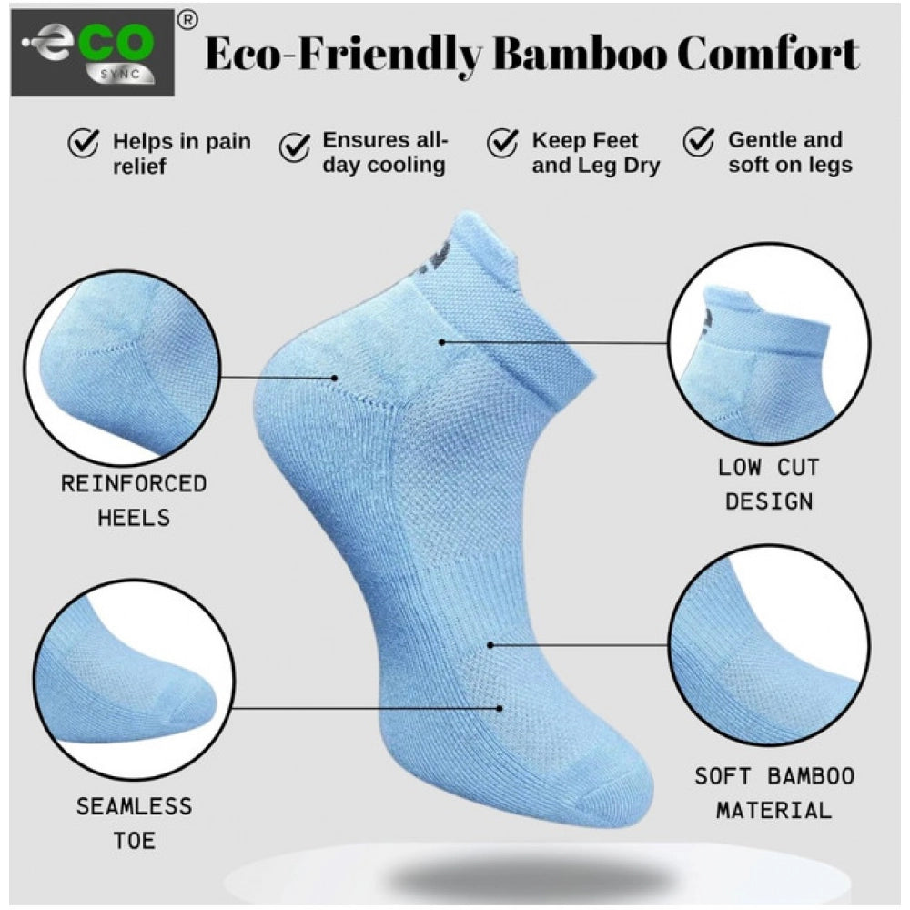 4_Pair Set Unisex Casual Bamboo Cotton Printed Ankle Length Socks (Multicolor)