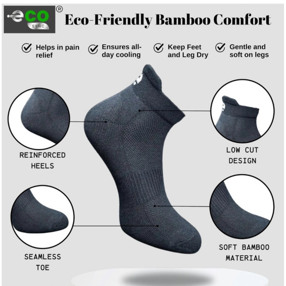4_Pair Set Unisex Casual Bamboo Cotton Printed Ankle Length Socks (Multicolor)