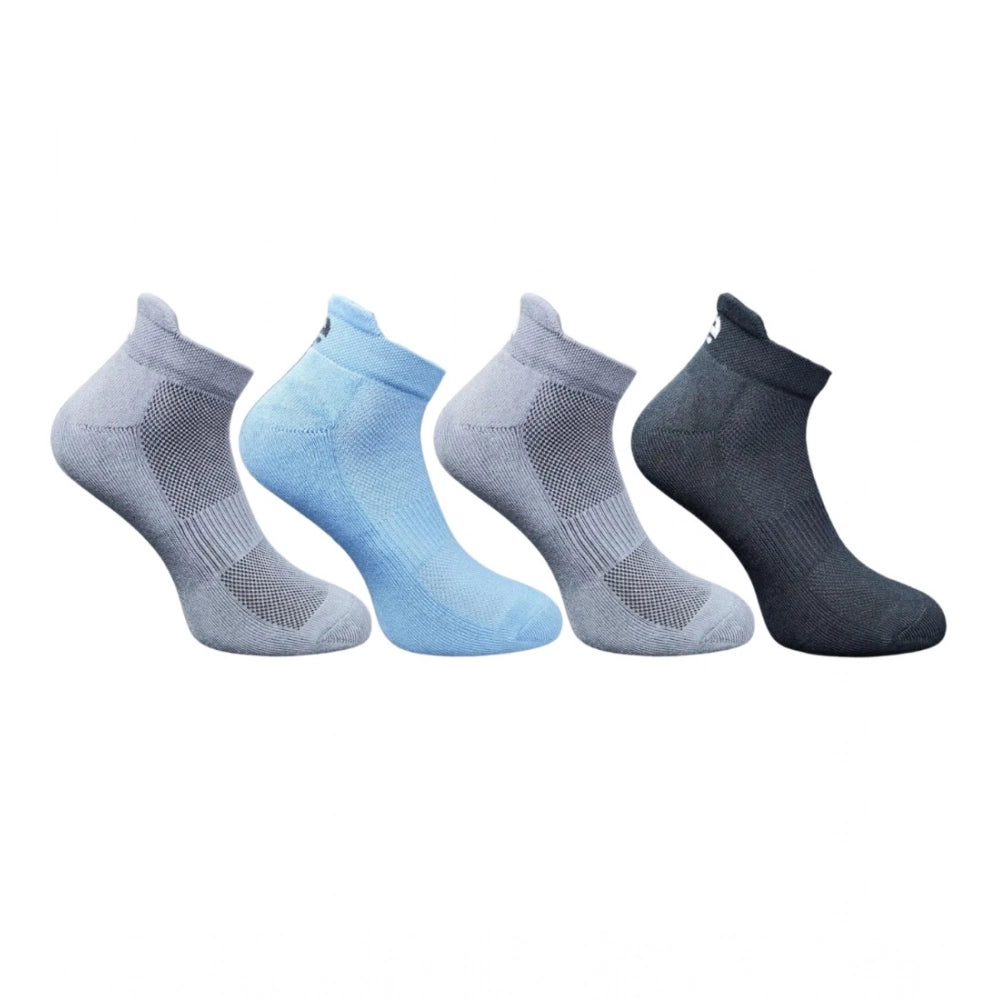 4_Pair Set Unisex Casual Bamboo Cotton Printed Ankle Length Socks (Multicolor)
