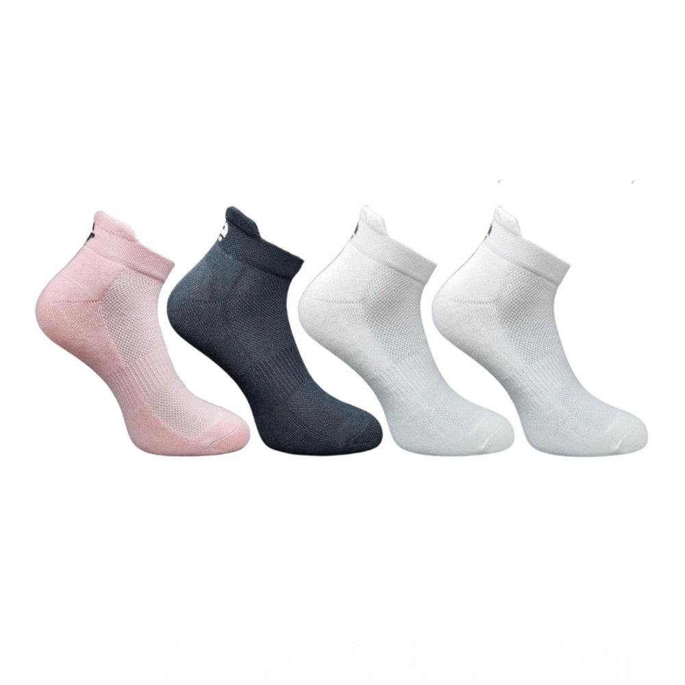 4_Pair Set Unisex Casual Bamboo Cotton Printed Ankle Length Socks (Multicolor)