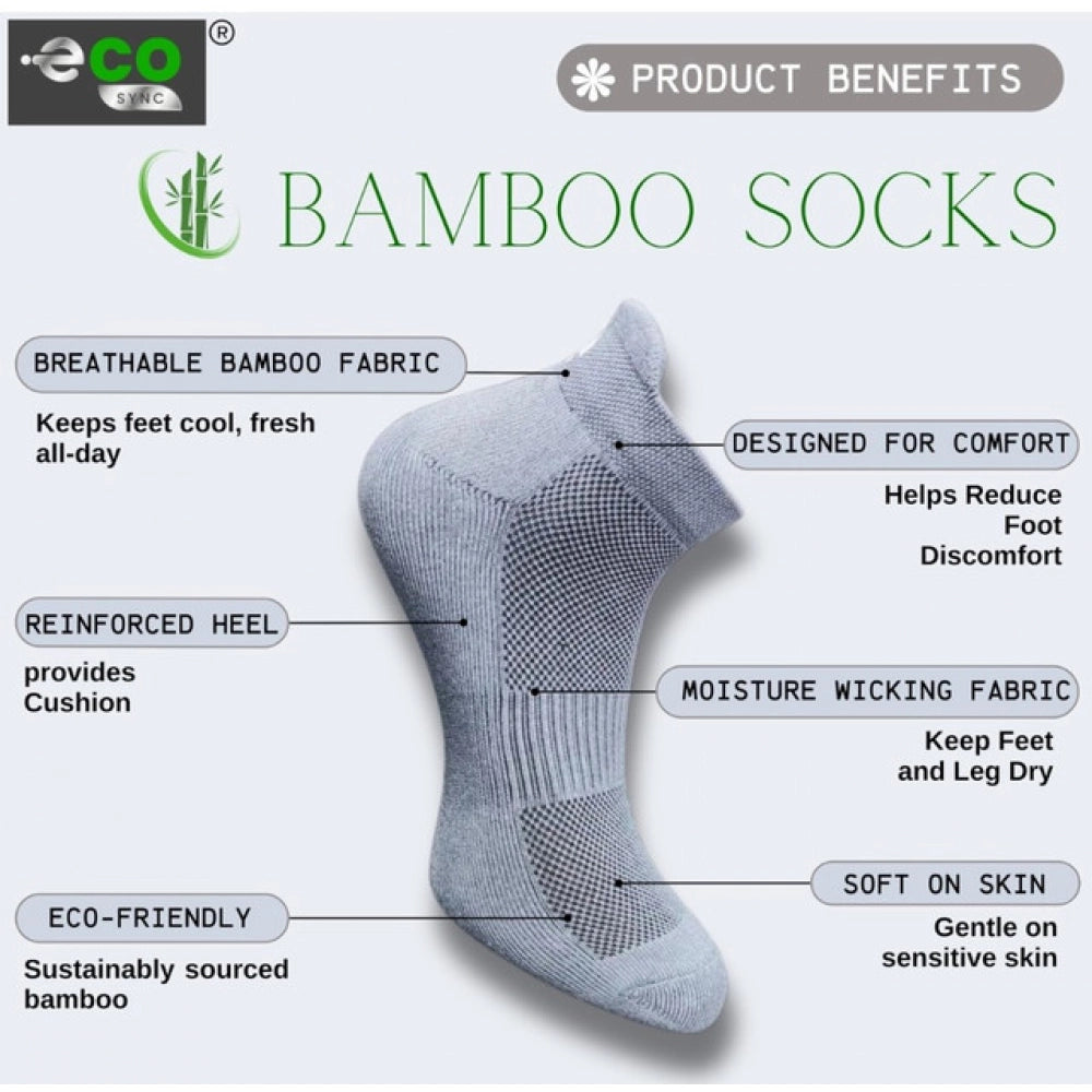 4_Pair Set Unisex Casual Bamboo Cotton Printed Ankle Length Socks (Multicolor)