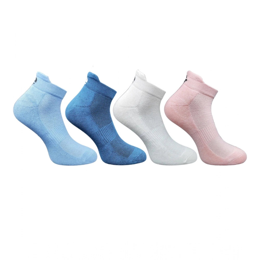 4_Pair Set Unisex Casual Bamboo Cotton Printed Ankle Length Socks (Multicolor)