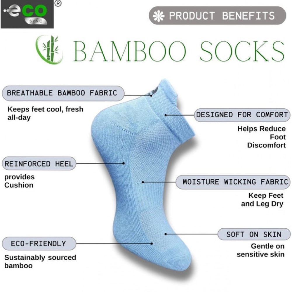4_Pair Set Unisex Casual Bamboo Cotton Printed Ankle Length Socks (Multicolor)