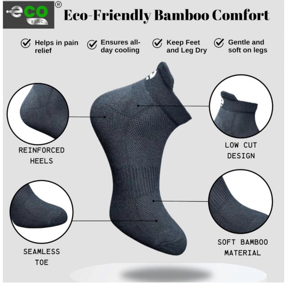 4_Pair Set Unisex Casual Bamboo Cotton Printed Ankle Length Socks (Multicolor)