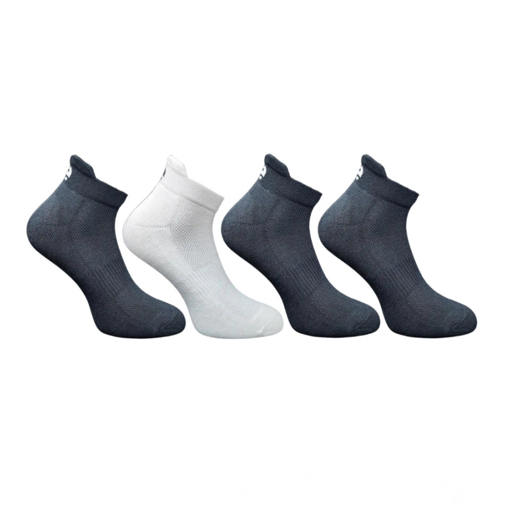 4_Pair Set Unisex Casual Bamboo Cotton Printed Ankle Length Socks (Multicolor)