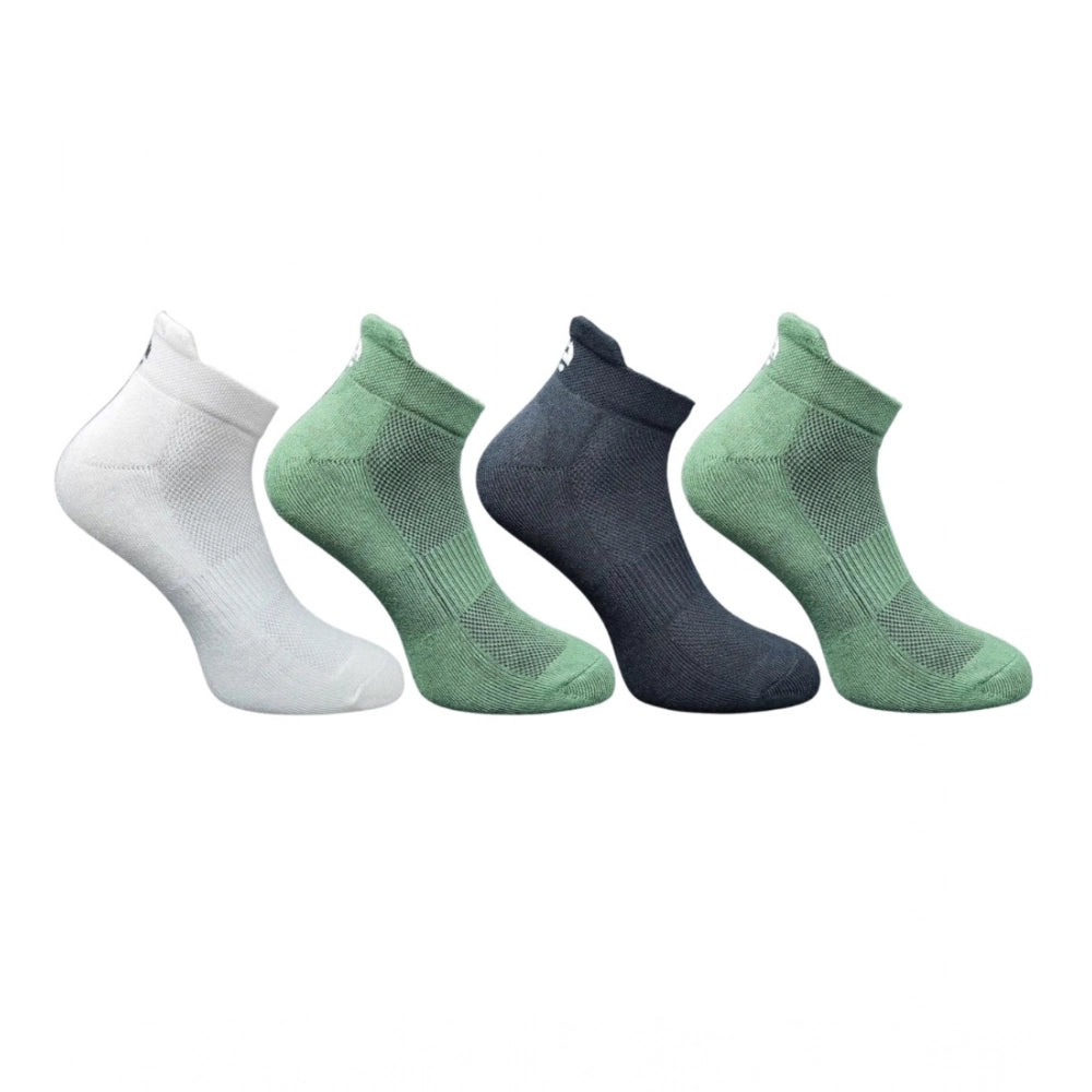 4_Pair Set Unisex Casual Bamboo Cotton Printed Ankle Length Socks (Multicolor)