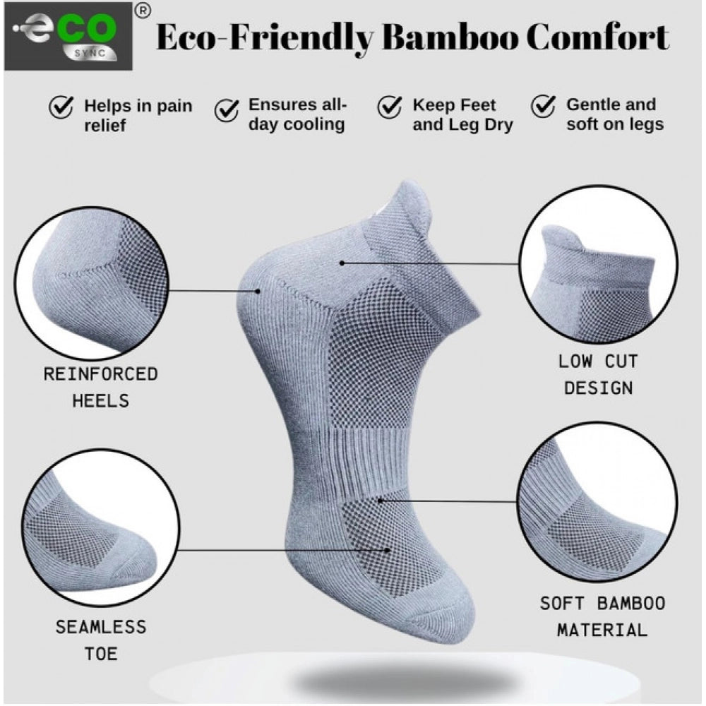 4_Pair Set Unisex Casual Bamboo Cotton Printed Ankle Length Socks (Multicolor)