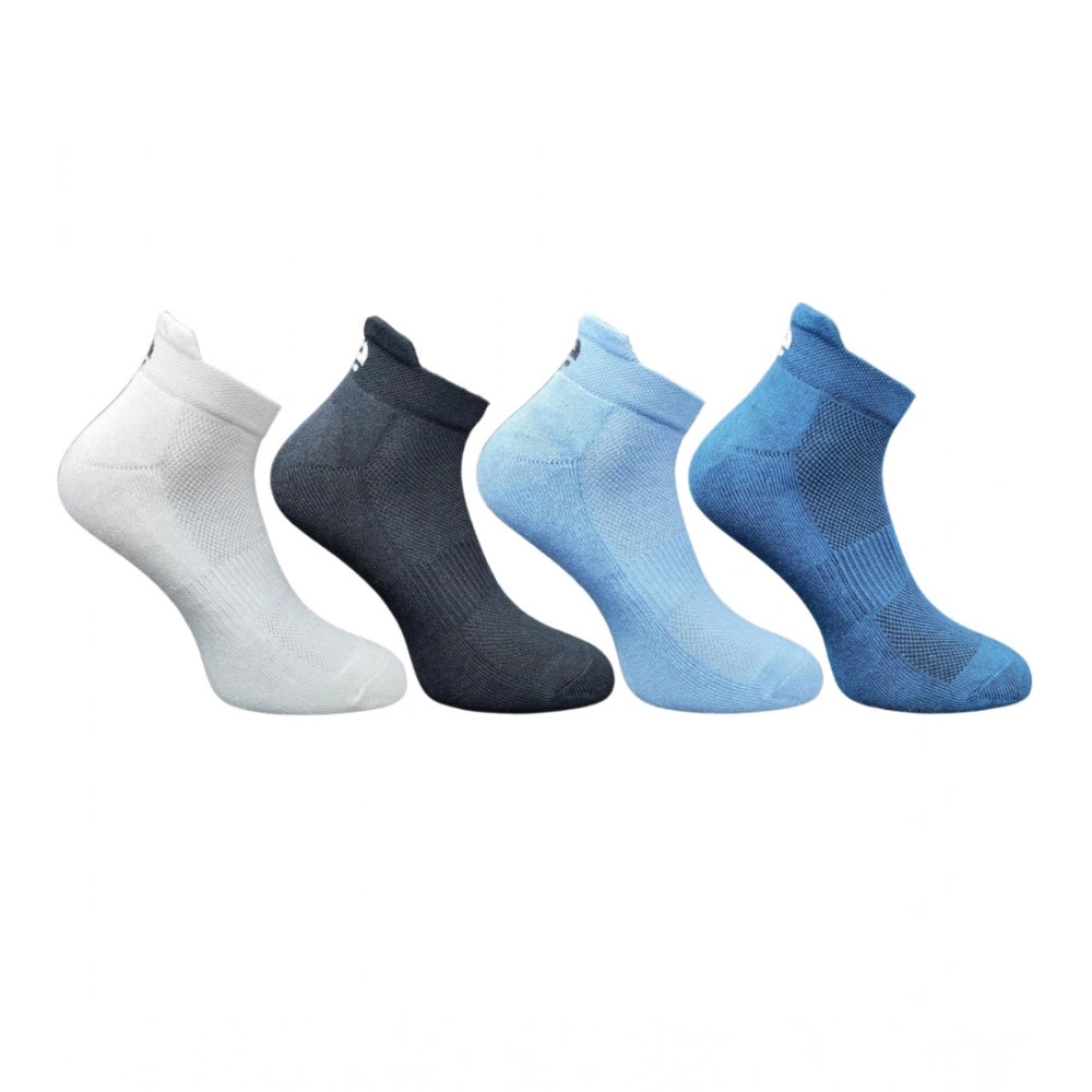 4_Pair Set Unisex Casual Bamboo Cotton Printed Ankle Length Socks (Multicolor)