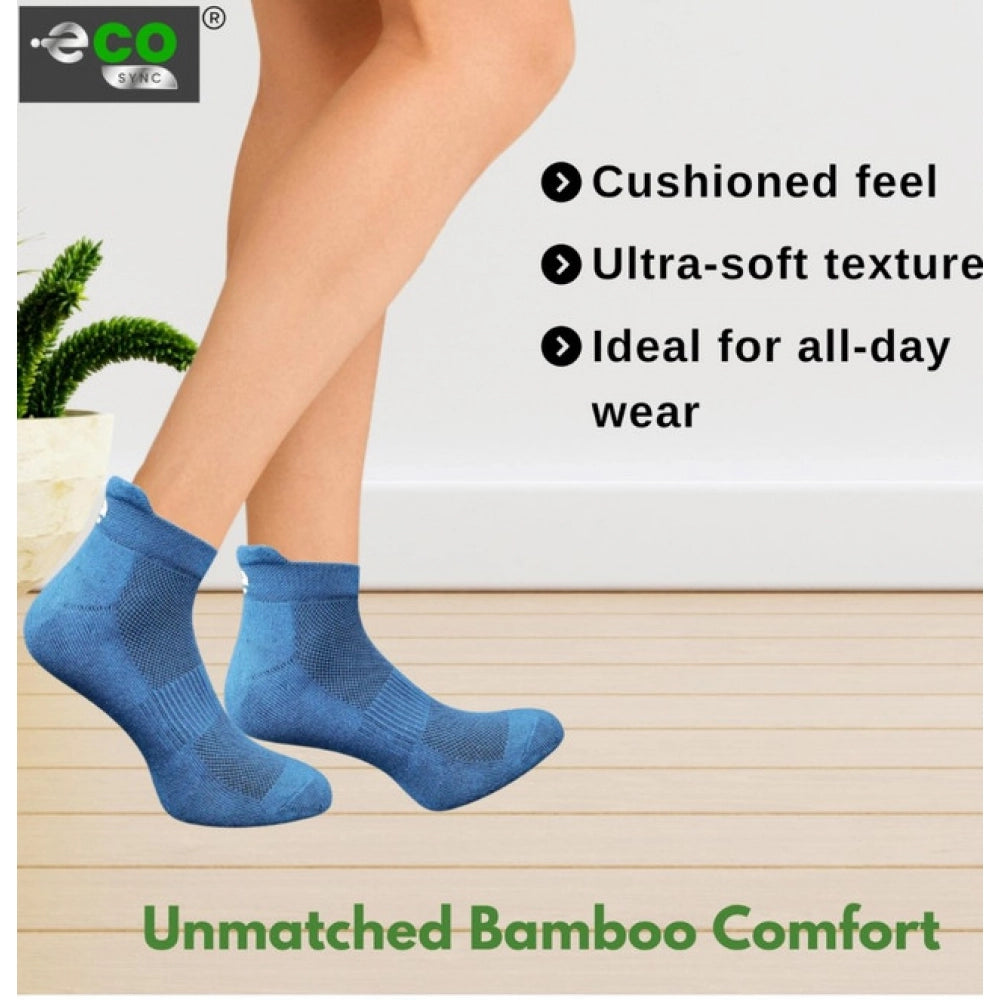 4_Pair Set Unisex Casual Bamboo Cotton Printed Ankle Length Socks (Multicolor)