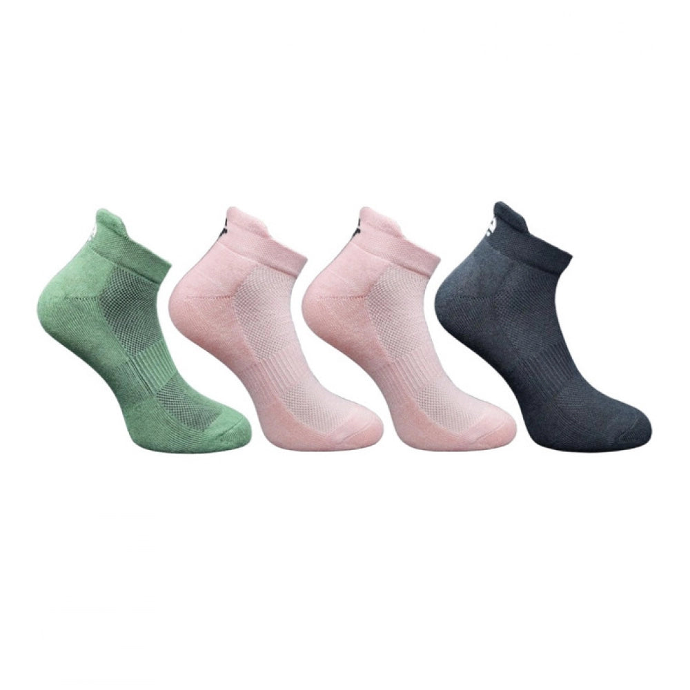 4_Pair Set Unisex Casual Bamboo Cotton Printed Ankle Length Socks (Multicolor)
