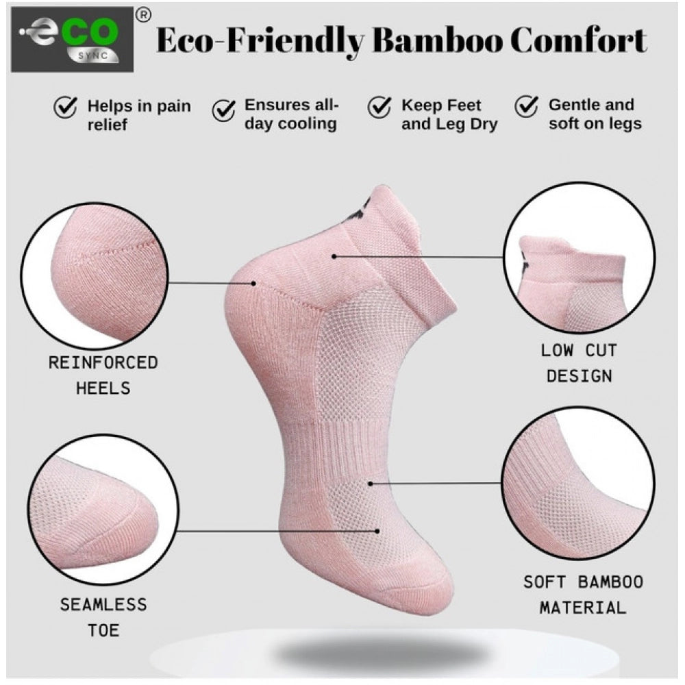 4_Pair Set Unisex Casual Bamboo Cotton Printed Ankle Length Socks (Multicolor)