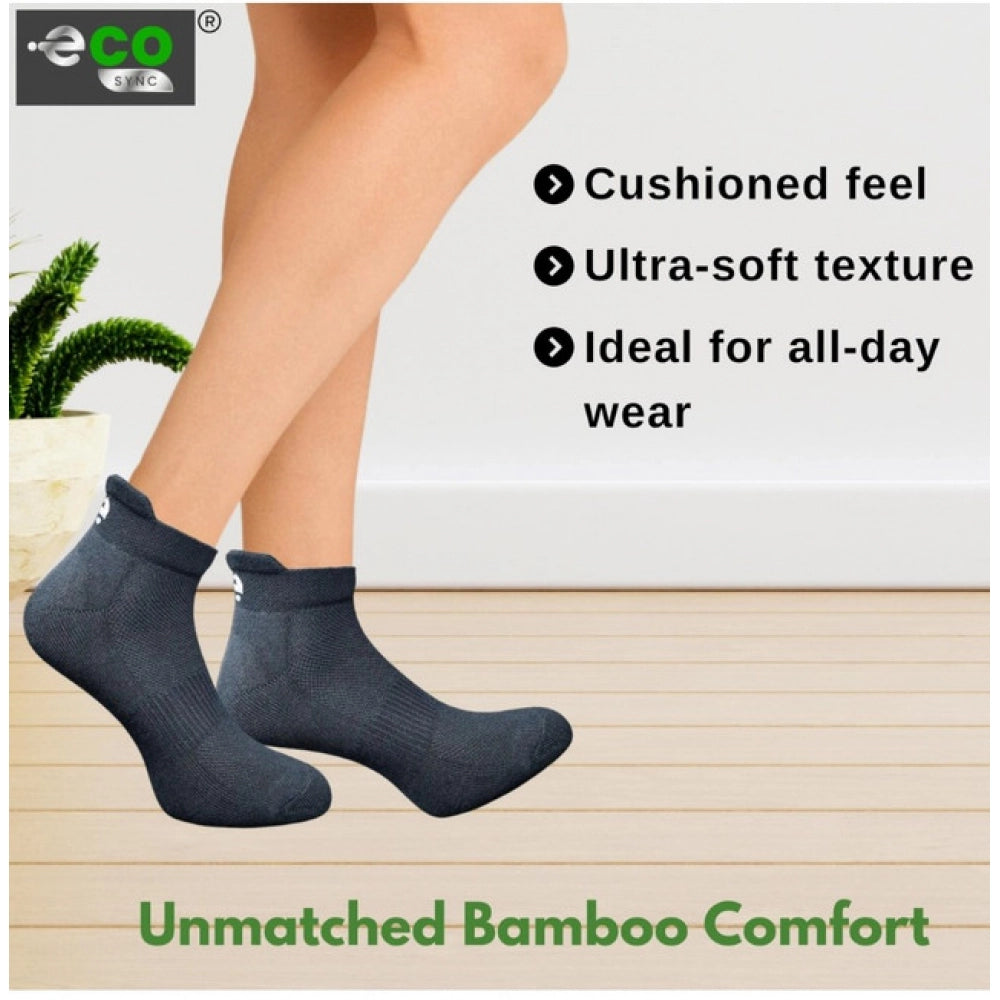 4_Pair Set Unisex Casual Bamboo Cotton Printed Ankle Length Socks (Multicolor)