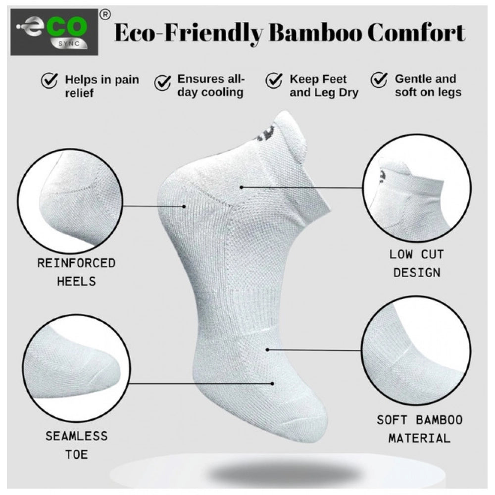 4_Pair Set Unisex Casual Bamboo Cotton Printed Ankle Length Socks (Multicolor)