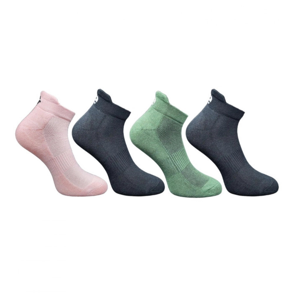 4_Pair Set Unisex Casual Bamboo Cotton Printed Ankle Length Socks (Multicolor)
