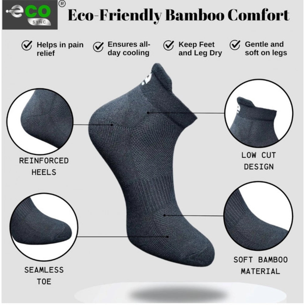 4_Pair Set Unisex Casual Bamboo Cotton Printed Ankle Length Socks (Multicolor)