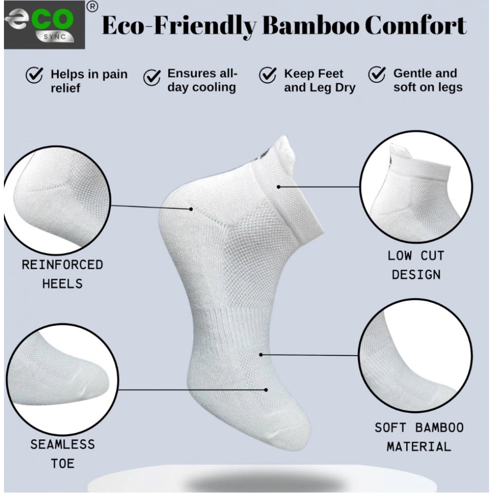 4_Pair Set Unisex Casual Bamboo Cotton Printed Ankle Length Socks (Multicolor)