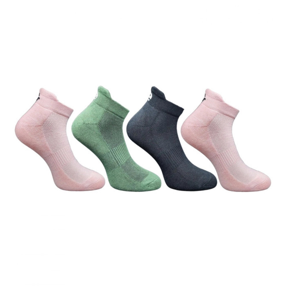 4_Pair Set Unisex Casual Bamboo Cotton Printed Ankle Length Socks (Multicolor)