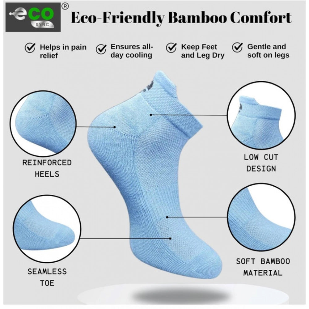 4_Pair Set Unisex Casual Bamboo Cotton Printed Ankle Length Socks (Multicolor)