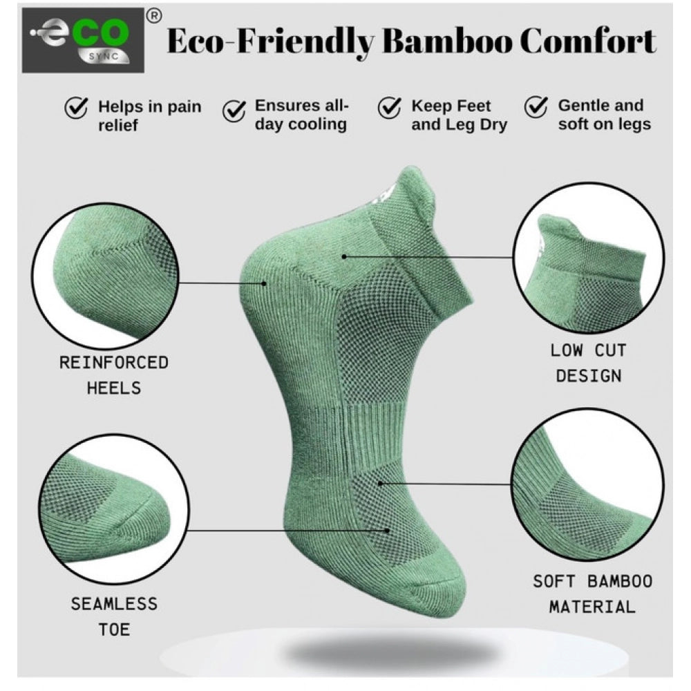 4_Pair Set Unisex Casual Bamboo Cotton Printed Ankle Length Socks (Multicolor)