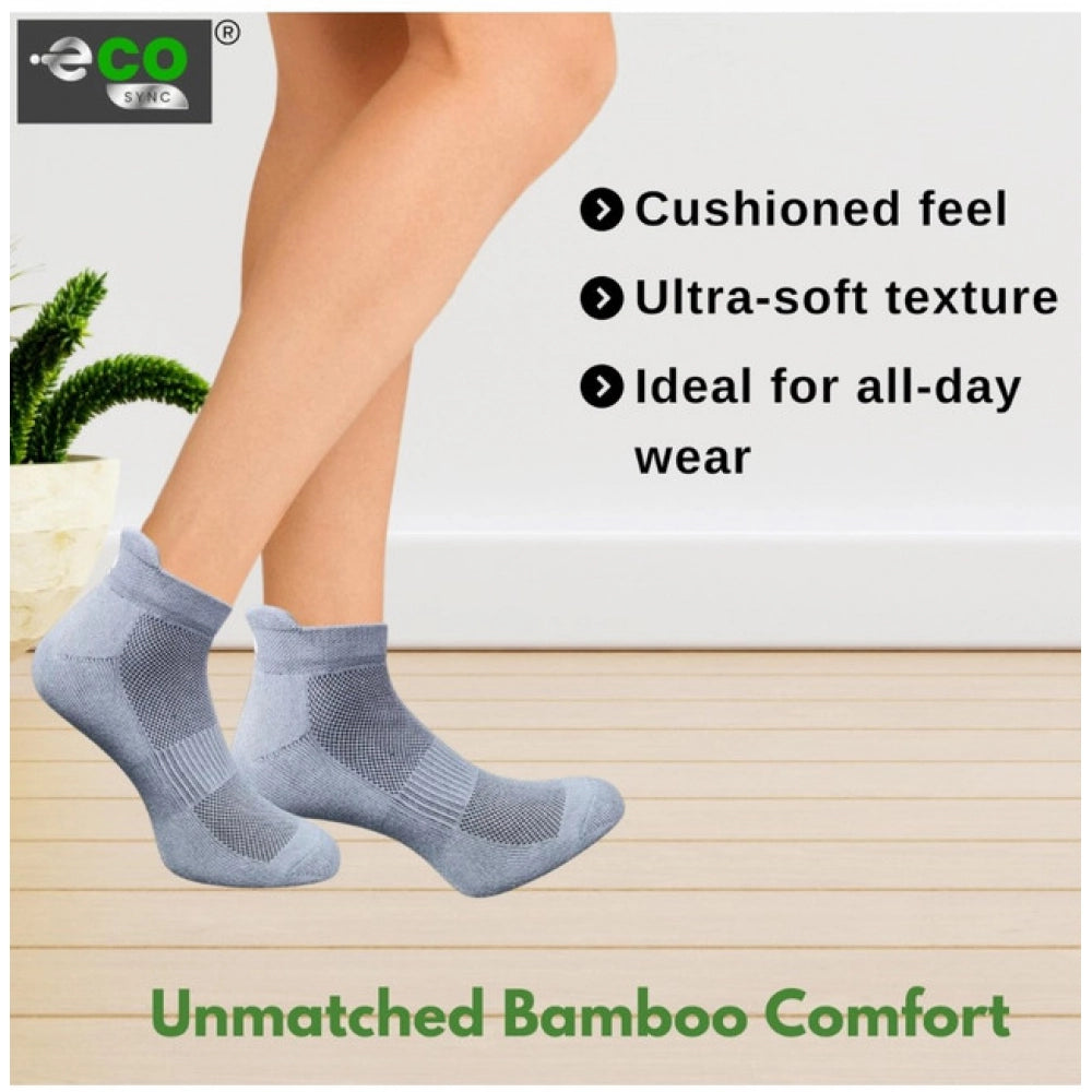 4_Pair Set Unisex Casual Bamboo Cotton Printed Ankle Length Socks (Multicolor)