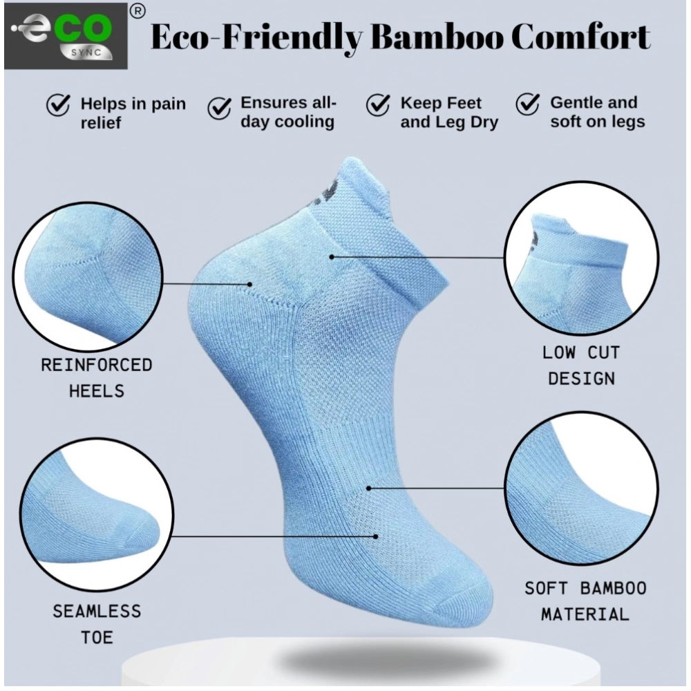 4_Pair Set Unisex Casual Bamboo Cotton Printed Ankle Length Socks (Multicolor)