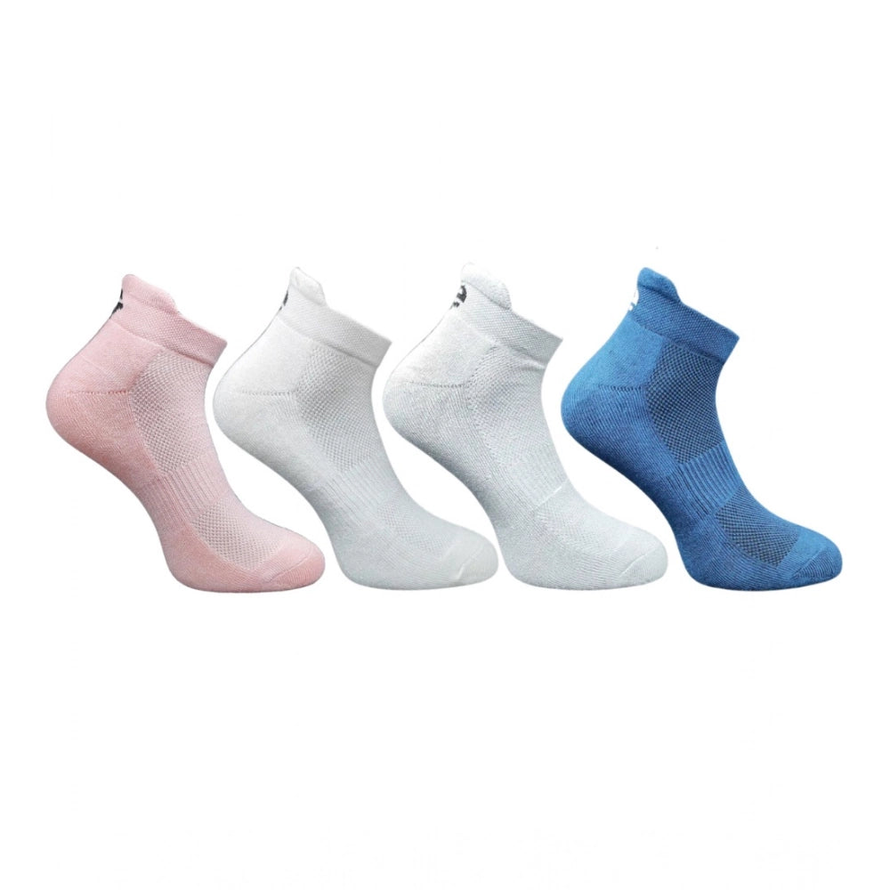 4_Pair Set Unisex Casual Bamboo Cotton Printed Ankle Length Socks (Multicolor)