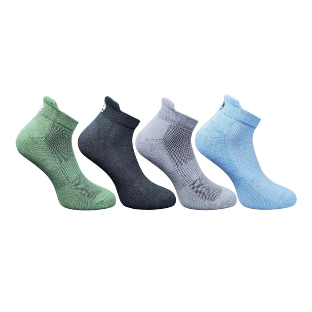 4_Pair Set Unisex Casual Bamboo Cotton Printed Ankle Length Socks (Multicolor)