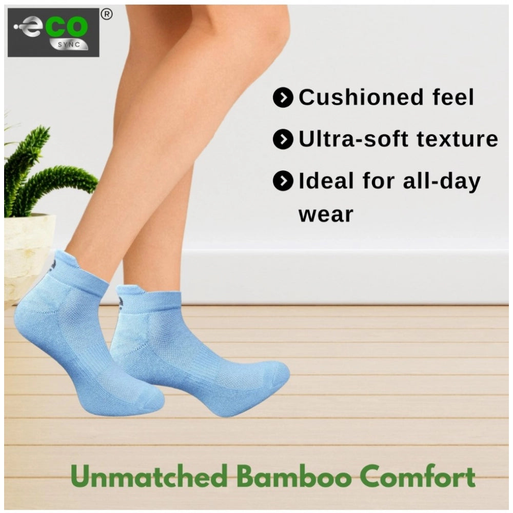 4_Pair Set Unisex Casual Bamboo Cotton Printed Ankle Length Socks (Multicolor)