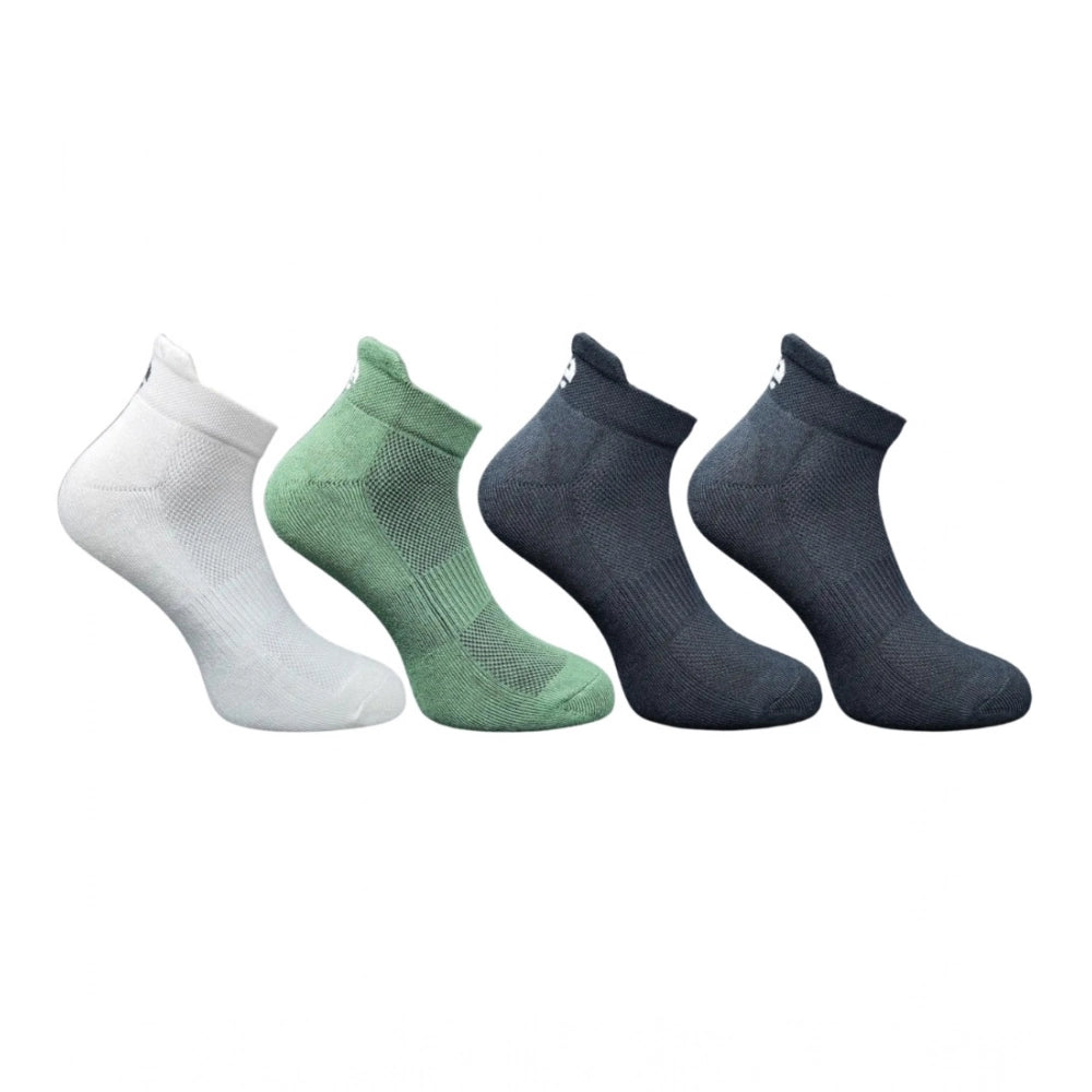 4_Pair Set Unisex Casual Bamboo Cotton Printed Ankle Length Socks (Multicolor)