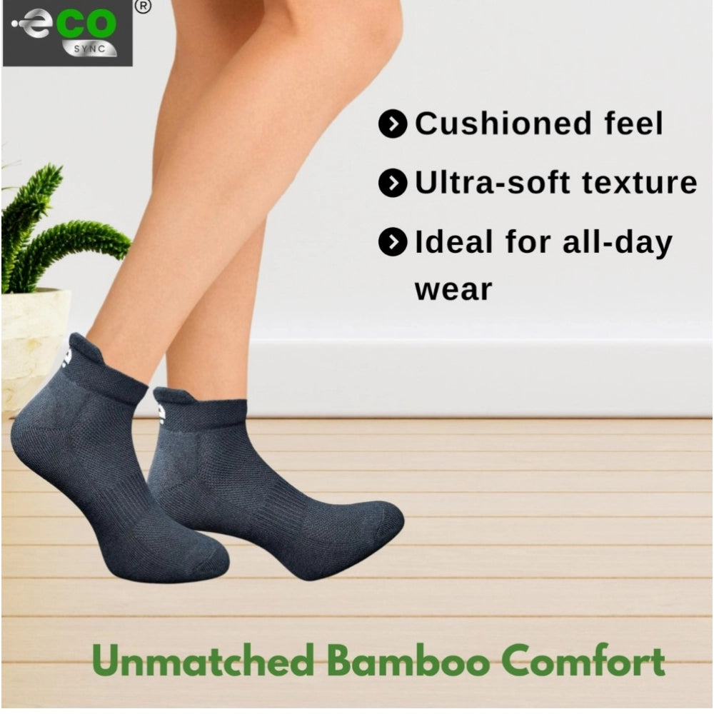 4_Pair Set Unisex Casual Bamboo Cotton Printed Ankle Length Socks (Multicolor)