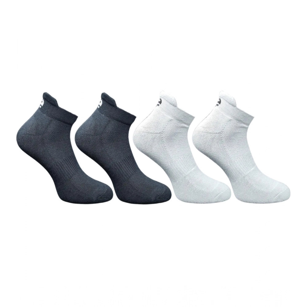 4_Pair Set Unisex Casual Bamboo Cotton Printed Ankle Length Socks (Multicolor)
