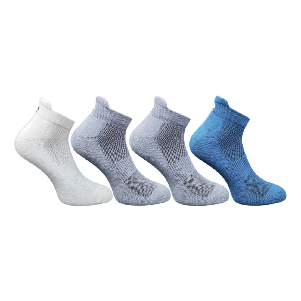 4_Pair Set Unisex Casual Bamboo Cotton Printed Ankle Length Socks (Multicolor)