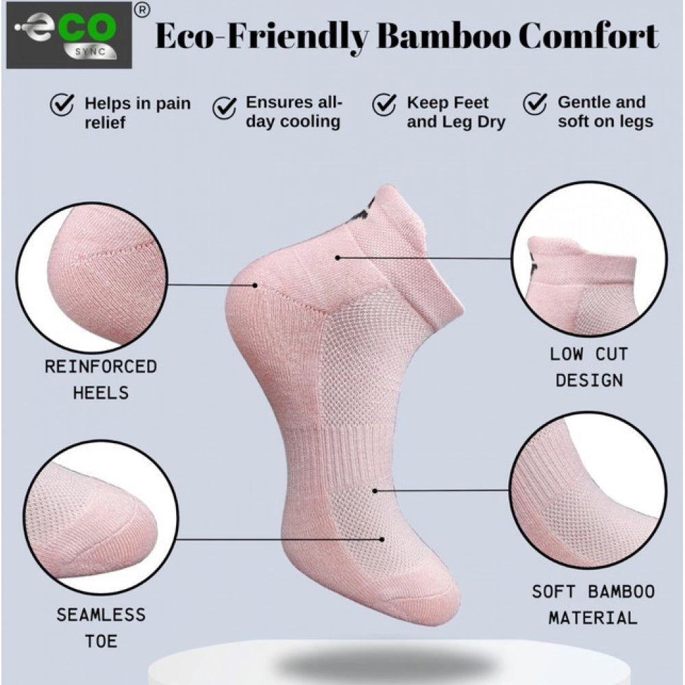 4_Pair Set Unisex Casual Bamboo Cotton Printed Ankle Length Socks (Multicolor)