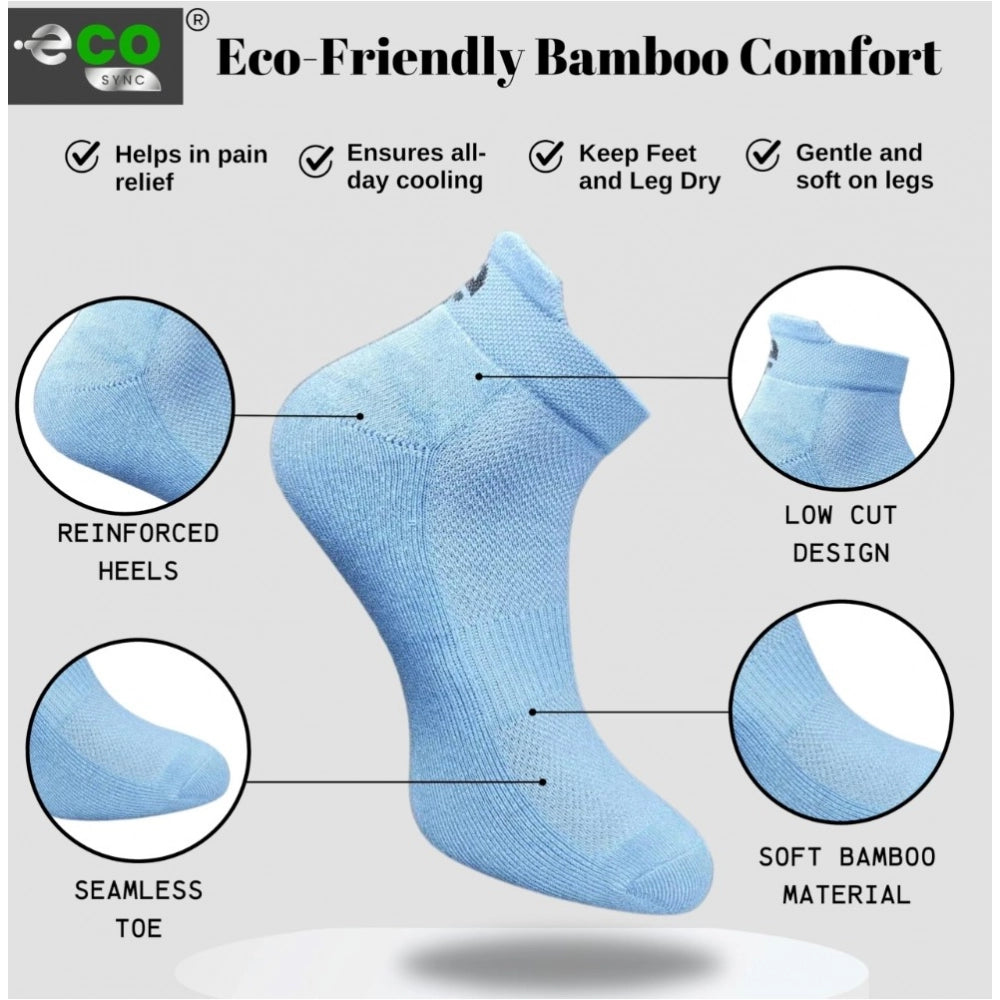 4_Pair Set Unisex Casual Bamboo Cotton Printed Ankle Length Socks (Multicolor)