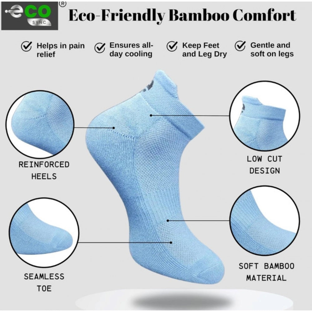 4_Pair Set Unisex Casual Bamboo Cotton Printed Ankle Length Socks (Multicolor)