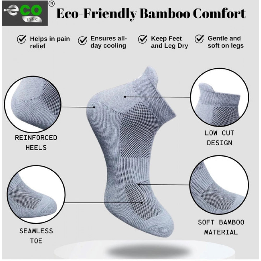 4_Pair Set Unisex Casual Bamboo Cotton Printed Ankle Length Socks (Multicolor)