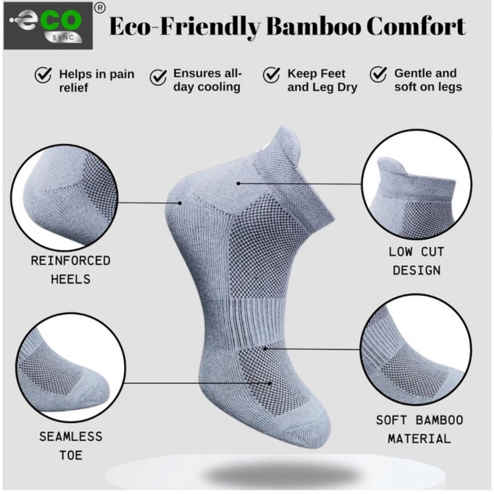 4_Pair Set Unisex Casual Bamboo Cotton Printed Ankle Length Socks (Multicolor)