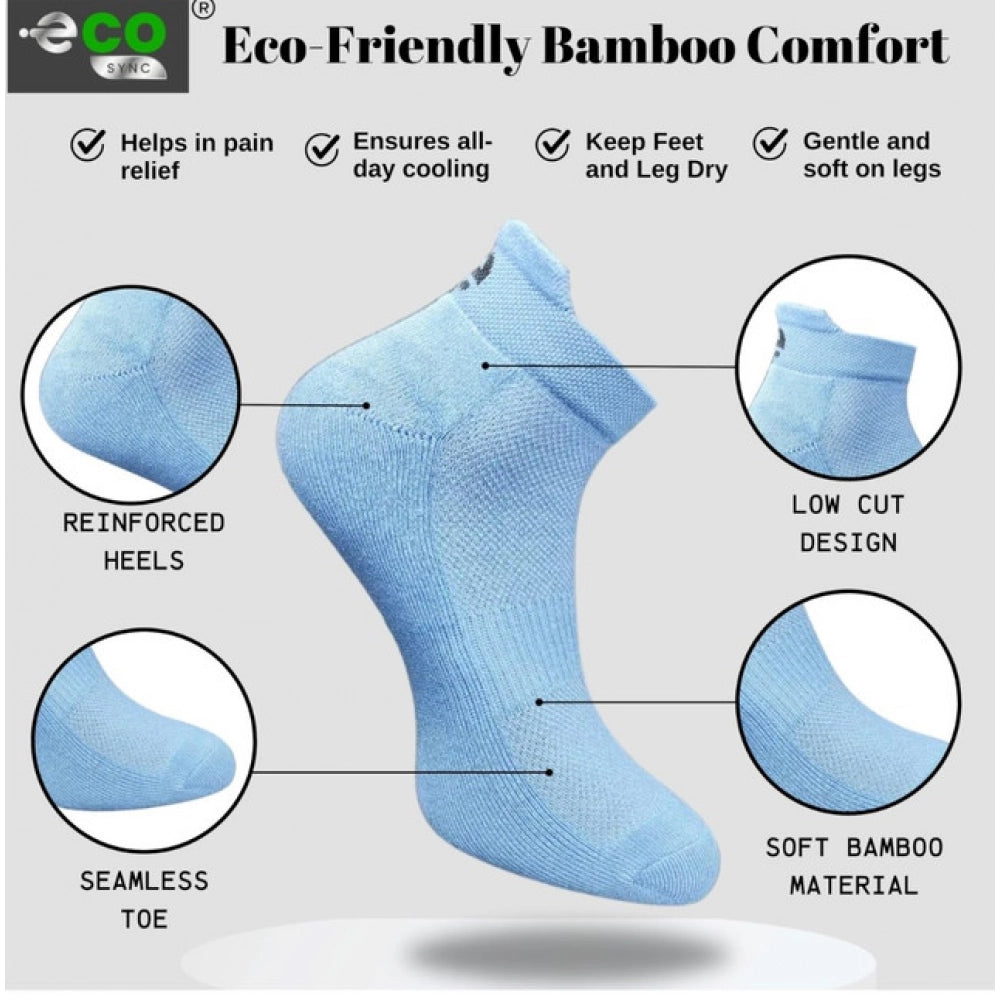 4_Pair Set Unisex Casual Bamboo Cotton Printed Ankle Length Socks (Multicolor)