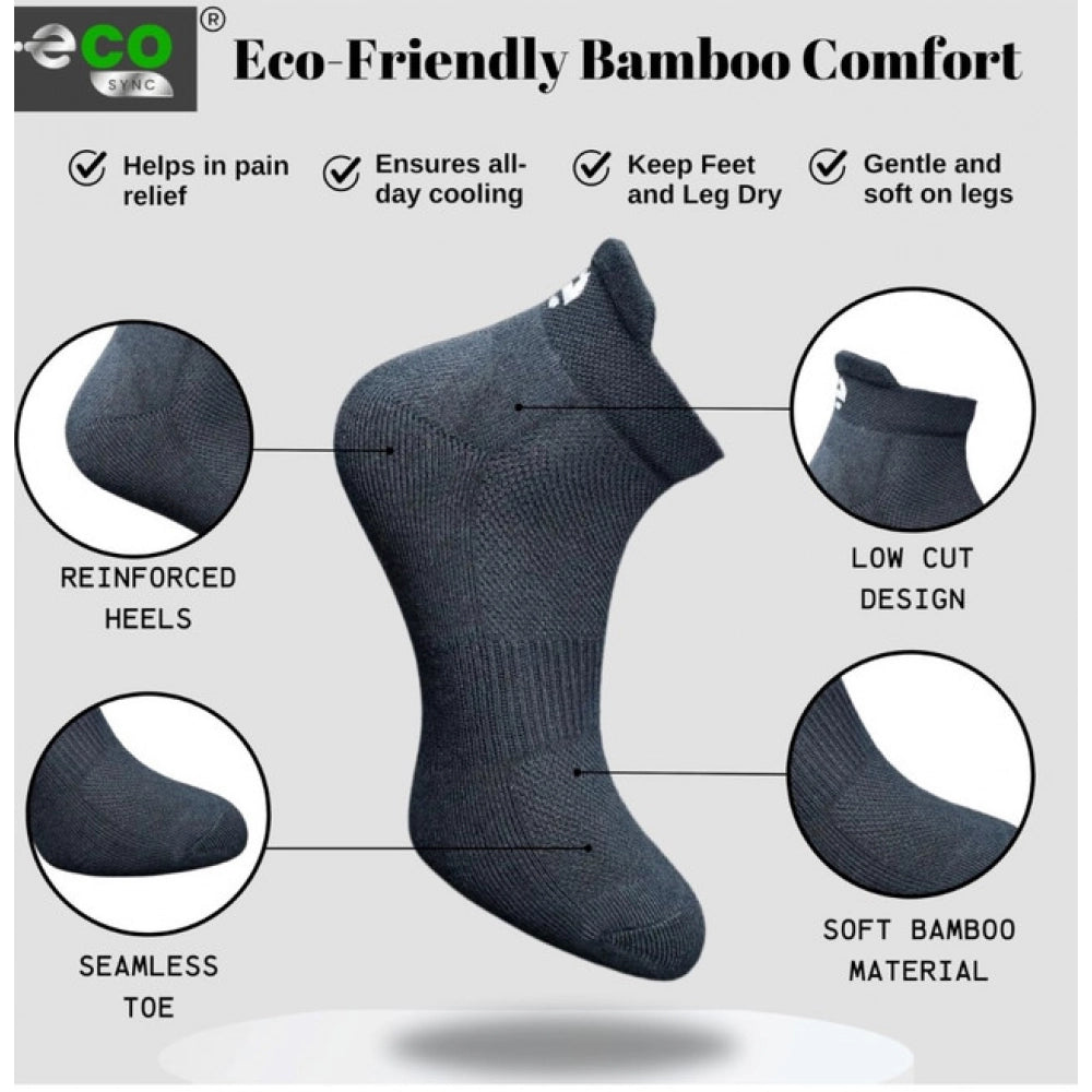 4_Pair Set Unisex Casual Bamboo Cotton Printed Ankle Length Socks (Multicolor)