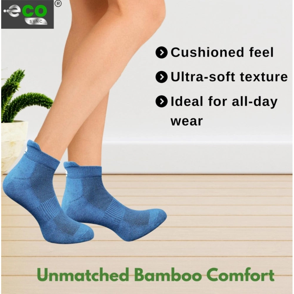 4_Pair Set Unisex Casual Bamboo Cotton Printed Ankle Length Socks (Multicolor)