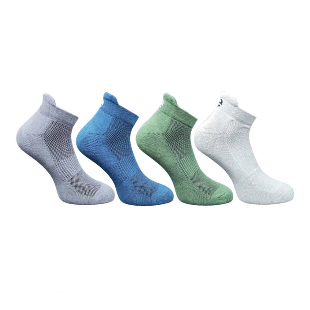 4_Pair Set Unisex Casual Bamboo Cotton Printed Ankle Length Socks (Multicolor)