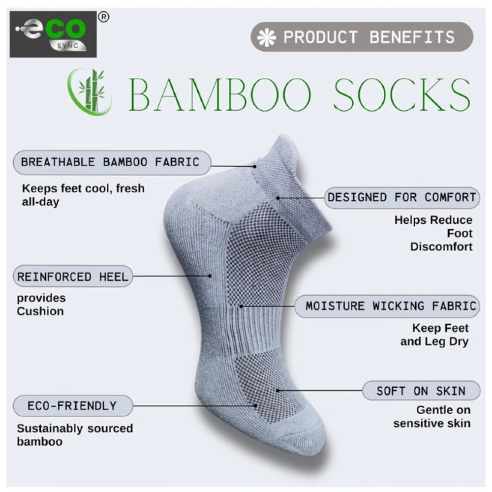 4_Pair Set Unisex Casual Bamboo Cotton Printed Ankle Length Socks (Multicolor)