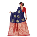 Women's Soft Lichi Silk Printed Saree With Unstitched Blouse 5.5Mtr (Blue)