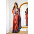 Women's Soft Lichi Silk Printed Saree With Unstitched Blouse 5.5Mtr (Orange)