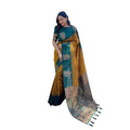Women's Soft Lichi Silk Printed Saree With Unstitched Blouse 5.5Mtr (Mustard  )