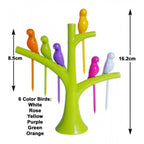 Pack of 10_Bird Tree Fruit Fork Set Decorative Toothpick Holder (Color: Assorted )