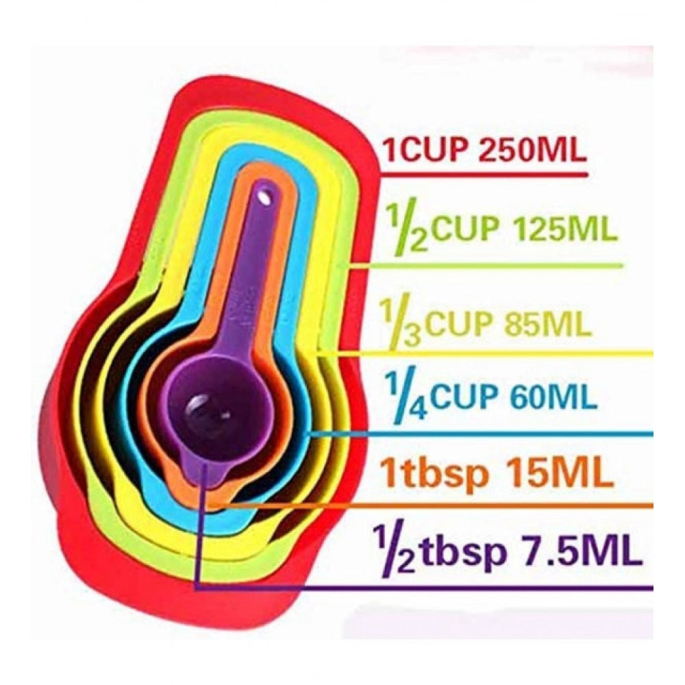 Pack of 4_Colorful Measuring Cup Spoon Set Stackable Kitchen Measuring Cups (Color: Assorted )
