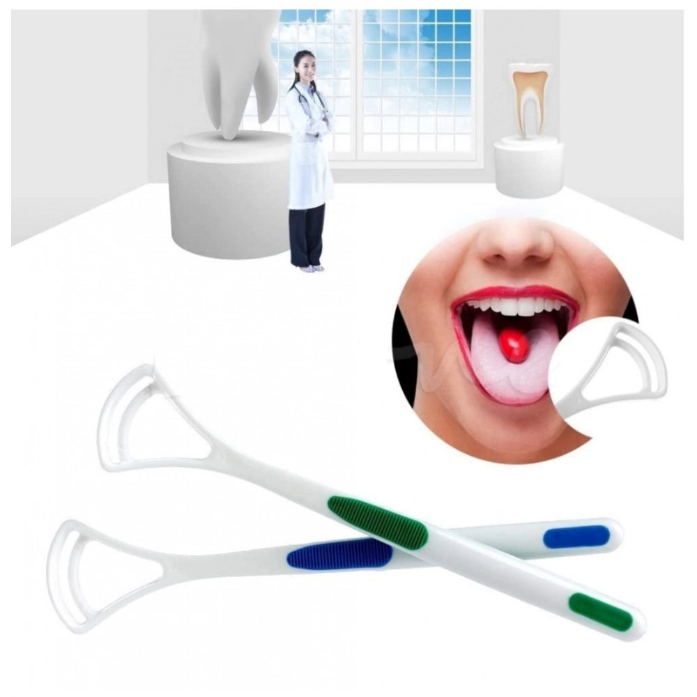 Pack Of 3_Double Edged Plastic Tongue Cleaner (Color: Assorted )